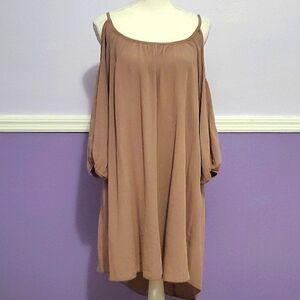 Persaya Boho Gauzy Mutted Lilac Cold Shoulder Flowy Mini Dress